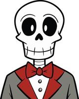 Skeleton, dapper in a suit and bow tie vector