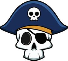 pirate skull, complete with a tricorn hat adorned with a skull and crossbones and an eye patch, ready for adventure vector