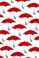 Red umbrella pattern repeated issolated on white. Red color object vector