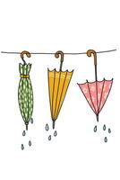Beautiful Umbrellas with are hanging while getting wet vector