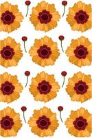 Beautiful yellow flower with red buds repeated on white background vector