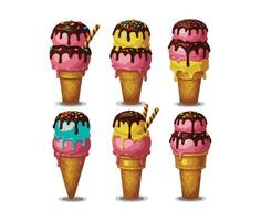 Assorted Delicious Ice Cream with Sprinkles vector
