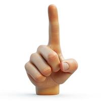 A realistic of a hand with one raised finger, symbolizing importance or a call for attention. photo