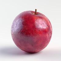 A freshly picked red apple showcasing a glossy surface and natural imperfections, radiating freshness and health. photo