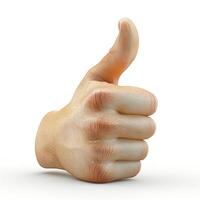 A realistic human hand giving a thumbs-up gesture against a white background. photo