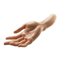 A realistic, lifelike human hand in a relaxed position, showcasing detailed features and a soft skin tone. photo