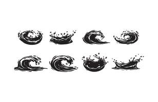 Black Wave Icons Designs Collection Abstract Surf Elements vector