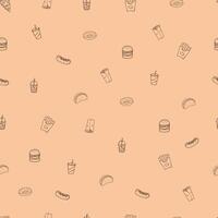 Background with Fast food Seamless pattern. For Cafe and Restaurant menu or packaging. vector