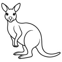 Simple, clean line drawing of a kangaroo in a standing pose. vector