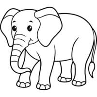 A charming, simple line drawing of a cartoon elephant. vector