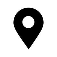 Location map pin icon symbol llustration. Black pin marker isolated on white background. Flat illustration vector