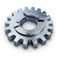 A shiny metallic gear with intricate detailing, symbolizing industry and technology. photo