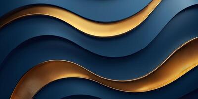 Elegant waves of blue and gold create a stunning visual harmony. photo