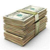 A neatly stacked pile of cash wrapped with a band, symbolizing wealth and financial success. photo