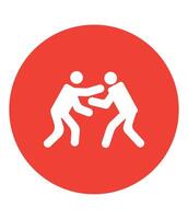 two people fighting in a circle icon wrestling design vector
