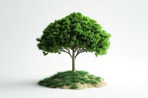 A lush green tree stands proudly on a small patch of grass, symbolizing nature's beauty and tranquility. photo