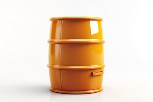 A shiny orange barrel stands upright against a light background, exuding a vibrant and industrial aesthetic. photo