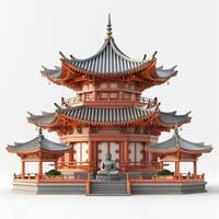 A stunning Asian temple featuring intricate architecture with a seated Buddha statue in the foreground. photo