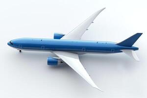 A sleek, blue passenger aircraft soaring through the sky, showcasing modern aerodynamics and engineering excellence. photo