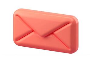 A vibrant coral-colored 3D mail envelope icon against a white backdrop. photo
