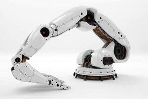 Futuristic robotic arm showcasing advanced technology and sleek design. photo