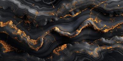 Stunning black and gold marble texture with flowing patterns, evoking elegance and luxury. photo