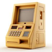 A golden ATM machine showcasing a unique and luxurious design. photo