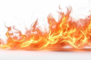 Vibrant flames of orange and yellow dancing against a white backdrop, creating an intense and energetic visual display. photo
