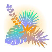 Tropical leaf composition. Botanical pattern with grainy gradient. Ideal for decorating invitations, backgrounds, textiles, packaging. vector
