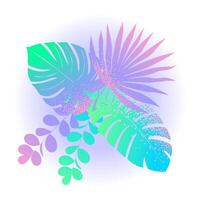 Tropical plants, palm leaves, pattern with a granular gradient. Suitable for decorating invitations, backgrounds, textiles, packaging. vector