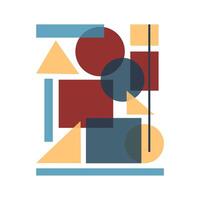 Abstract geometric artwork in Bauhaus style. Bold shapes and overlapping colors create a dynamic and balanced composition. Perfect for modern design projects. vector