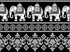 elephant tribal pattern on a black background vector
