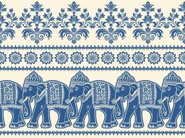 seamless pattern with indian elephants vector