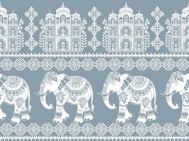 elephant pattern with indian architecture vector