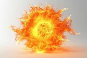 A vibrant, fiery sun illustration radiating energy and warmth in a stunning orange and yellow color palette. photo