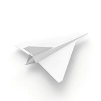 A sleek, white paper airplane soaring against a minimalist background. photo