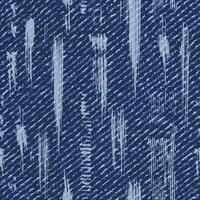 Seamless blue denim pattern with vertical paint brush strokes, blots, spattered paint. Random composition. Grunge style vector
