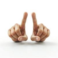 Two Caucasian hands pointing upwards, symbolizing direction and focus. photo