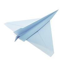 A sleek white paper airplane in mid-flight, symbolizing creativity and imagination. photo