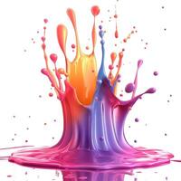A vibrant splash of colorful paint creating a dynamic display with orange, pink, and purple hues. photo