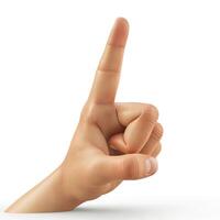 A human hand with a raised index finger, symbolizing a call for attention or emphasizing a point. photo