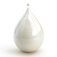 A glossy, white teardrop shape with a smaller droplet above it, creating a serene, minimalist design. photo
