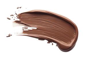 A rich, smooth stroke of dark chocolate paint on a white background, showcasing its glossy texture and deep color. photo