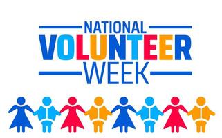 National Volunteer Week background banner or poster design template. observed every year in April. Holiday concept. Use to any Template, card, poster, placard, template. vector