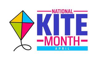 National Kite Month background banner or poster design template. observed every year in April. Holiday concept. Use to any Template, card, poster, placard, template. vector
