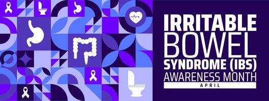 Irritable Bowel Syndrome IBS Awareness Month geometric shape pattern background banner or poster design template. observed every year in April. Holiday concept. Use to any Template, card, poster. vector