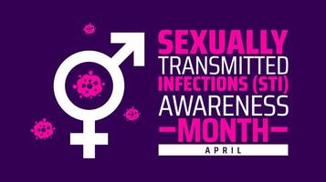 Sexually Transmitted Infections STI Awareness Month background banner or poster design template. observed every year in April. Holiday concept. Use to any Template, card, poster, placard, template. vector