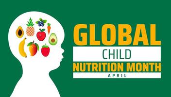 Global Child Nutrition Month background banner or poster design template. observed every year in April. Holiday concept. Use to any Template, card, poster, placard, template. vector
