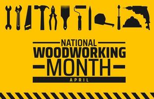 National Woodworking Month background banner or poster design template. observed every year in April. Holiday concept. Use to any Template, card, poster, placard, template. vector