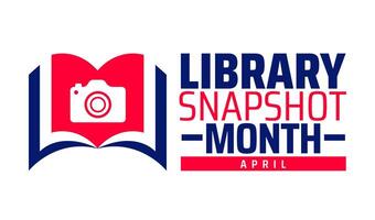 Library Snapshot Month background banner or poster design template. observed every year in April. Holiday concept. Use to any Template, card, poster, placard, template. vector